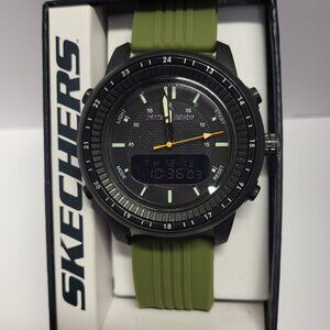 SKECHERS GREEN AND BLACK ANOLOG - DIGITAL DISPLAY WATCH
